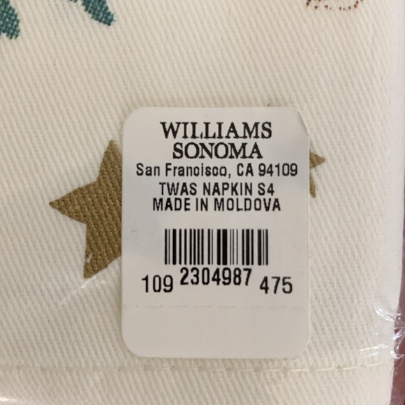 NWT WM SONOMA CHRISTMAS DINNER NAPKINS - Picture 3 of 4